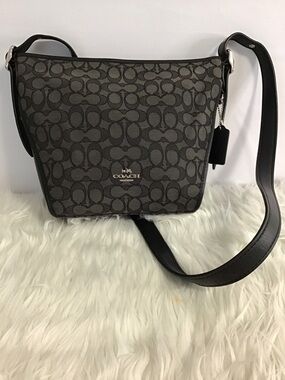 Coach Dufflette In Signature Jacquard Black Gray Crossbody 25697
